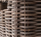 Halifax Accent Buffet with 4 baskets close-up of woven rattan basket texture, natural cane storage basket detail for coastal sideboard styling.