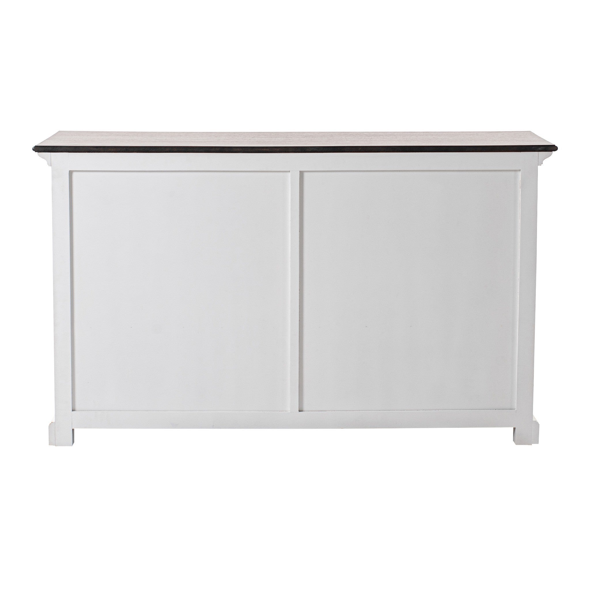 Halifax Accent Classic Buffet rear view showing white painted back panels, long sideboard cabinet frame and dark timber top.
