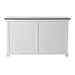 Halifax Accent Classic Buffet rear view showing white painted back panels, long sideboard cabinet frame and dark timber top.