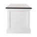 Halifax Accent Large ETU with 4 drawers, side panel view, white TV unit with dark timber top.