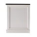 Side panel detail of Halifax Accent white bedside table with dark timber top