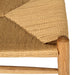 Wishbone Counter Stool in Natural Oak close up showing the woven cord seat and rounded natural oak frame.